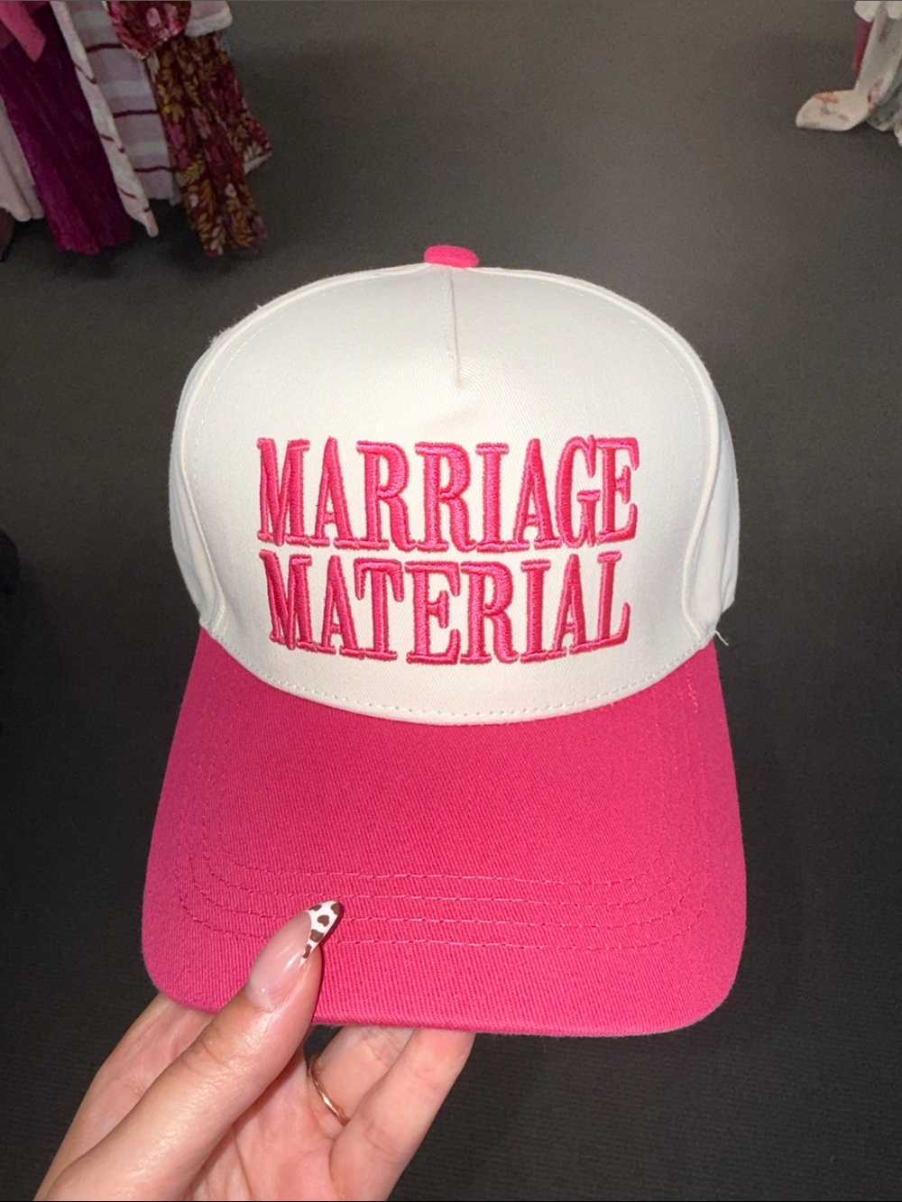 "Marriage Material" Two-Tone Pink & White Trucker Hat